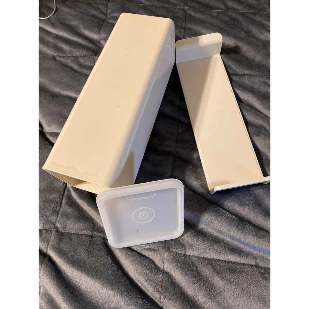Vintage Tupperware Almond Cream Rectangular Storage Container with Lid Divider